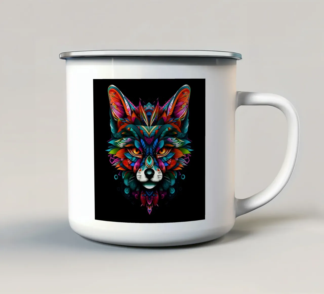 Tatoo Fox enamel mug by Animal Portraits