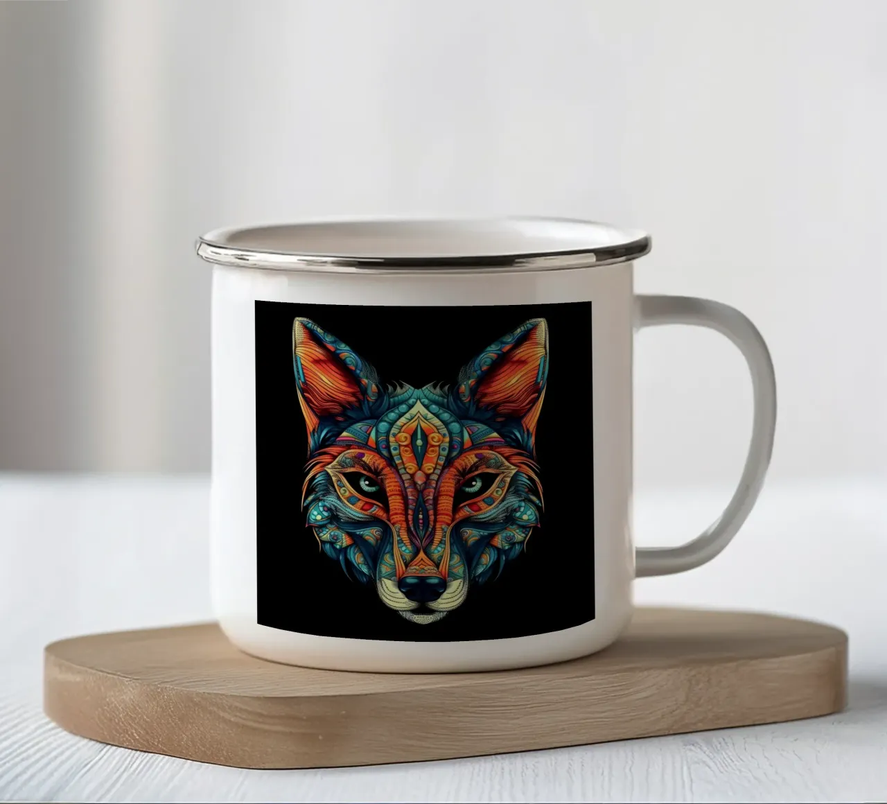 Tatoo Fox enamel mug by Animal Portraits