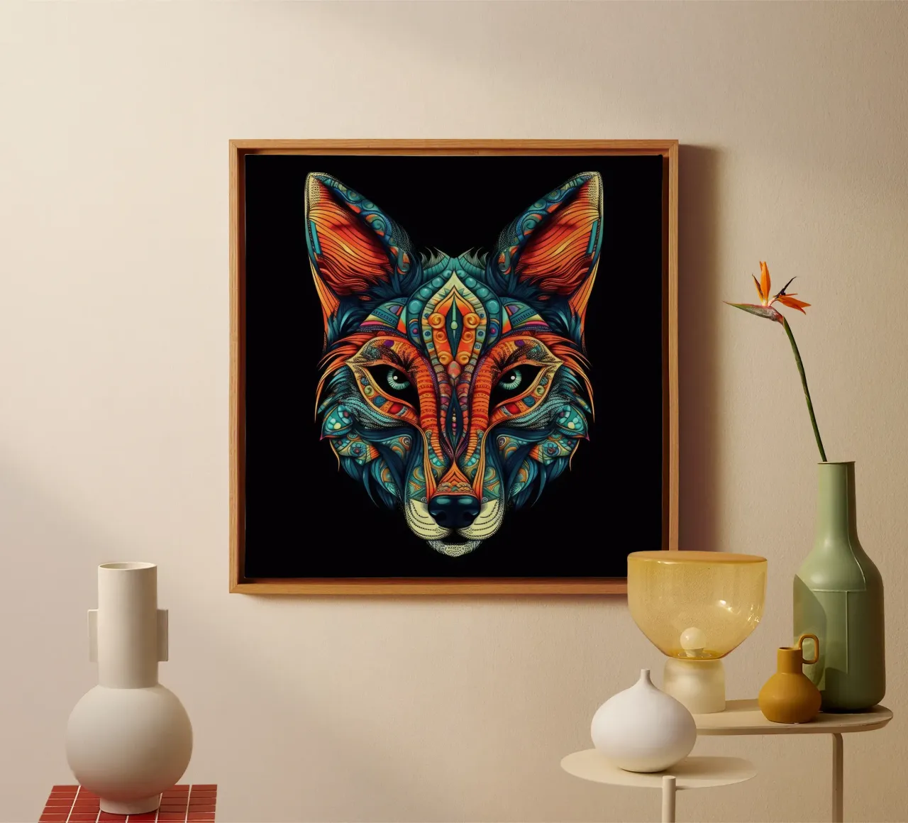 Volpe Tatoo tela con Cornice a cassetta da Animal Portraits