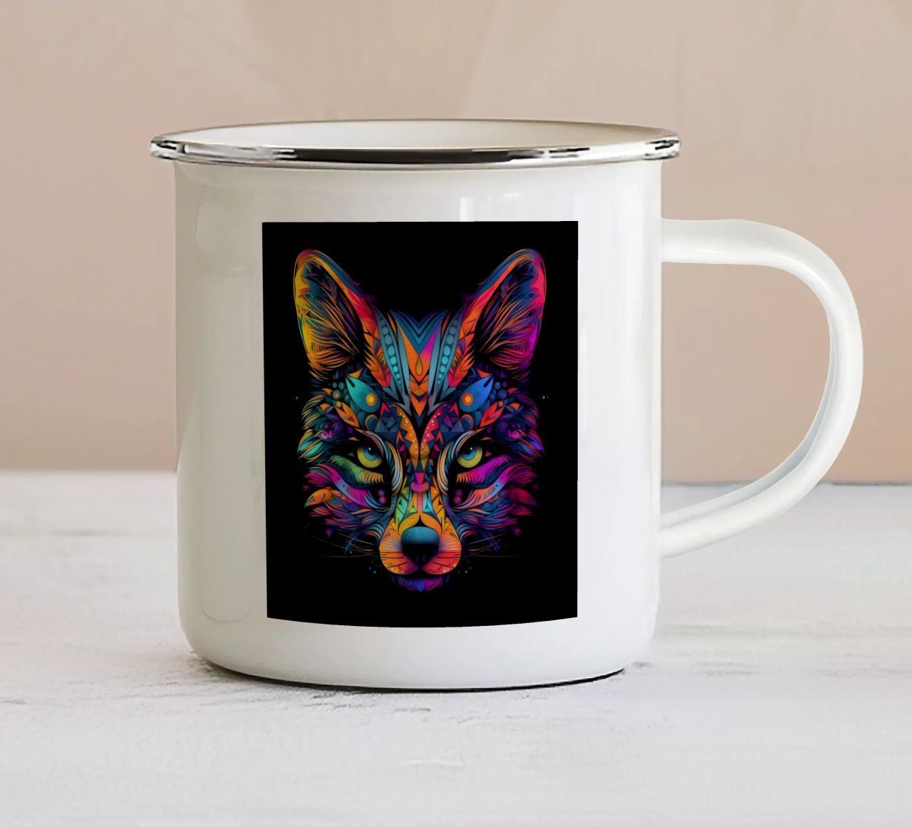 Volpe Tatoo tazza in smalto da Animal Portraits