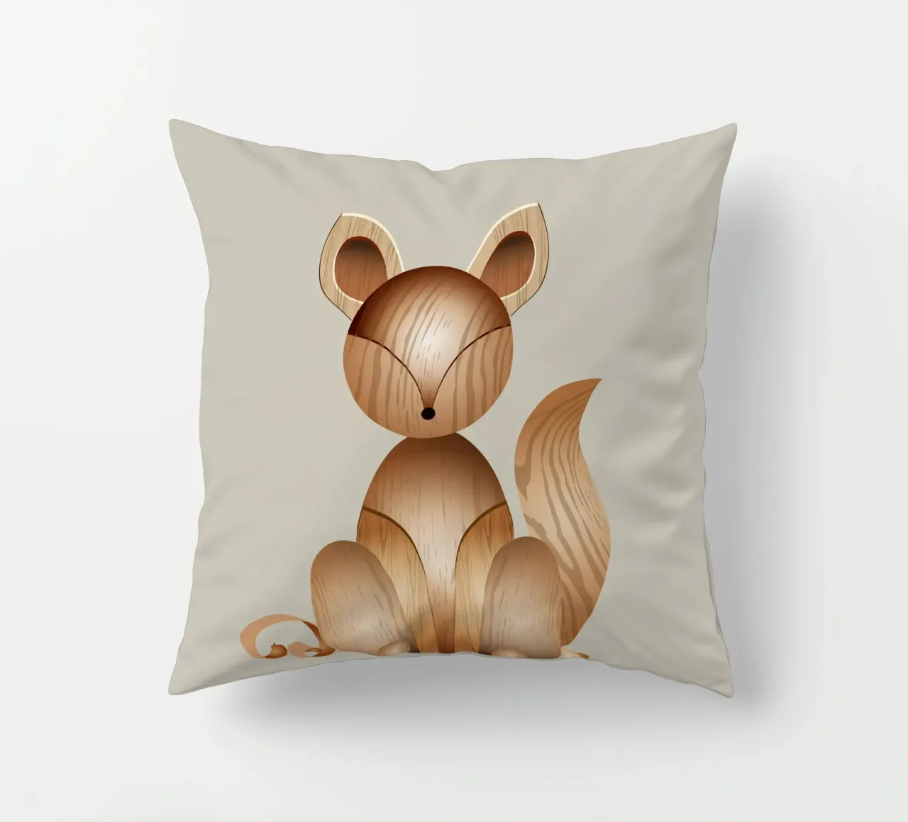 Illustrazione in legno - Volpe carina cuscino da namosh
