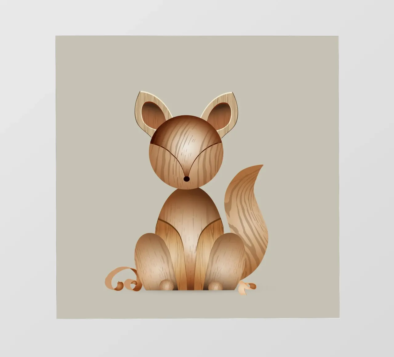 Illustrazione in legno - Volpe carina telo in pvc da namosh