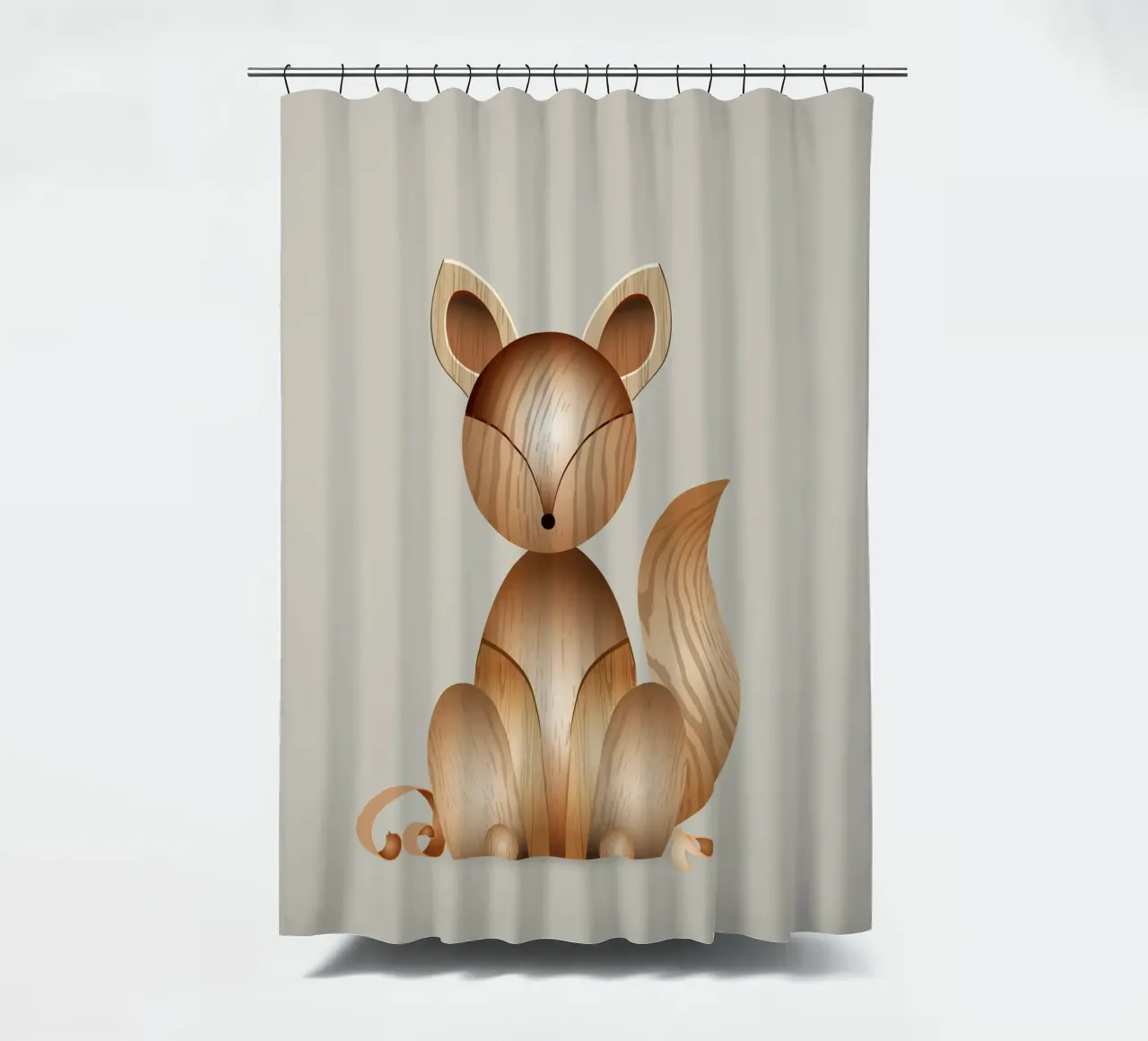 Ilustración con aspecto de madera - Lindo zorro cortina de baño de namosh