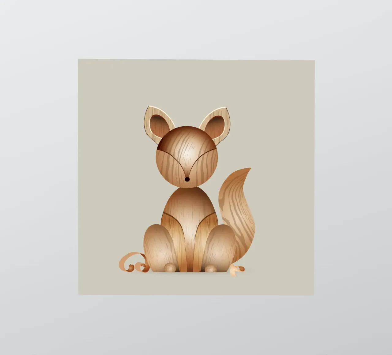 Ilustración con aspecto de madera - Lindo zorro pegatina de namosh