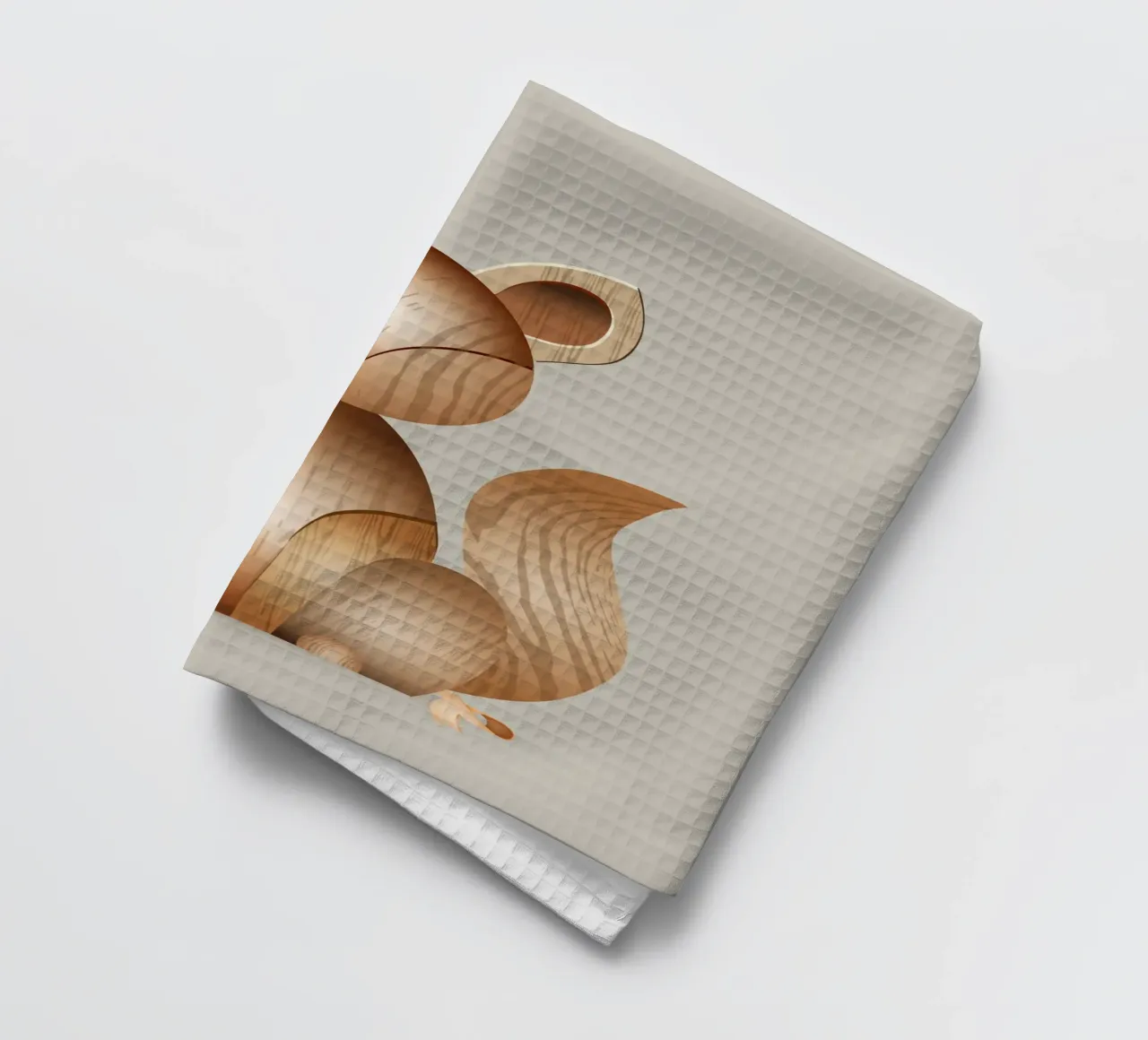 Ilustración con aspecto de madera - Lindo zorro paño de cocina de namosh