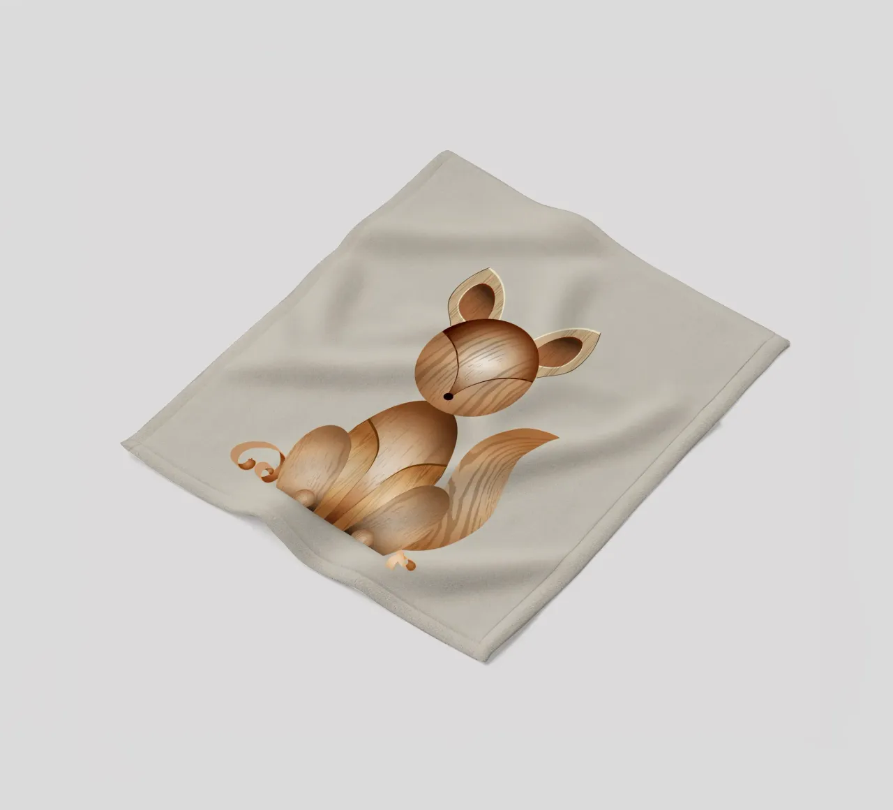 Illustrazione in legno - Volpe carina coperta in pile da namosh