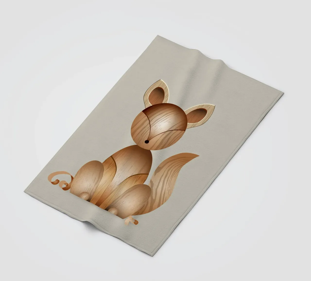 Illustrazione in legno - Volpe carina coperta in pile da namosh