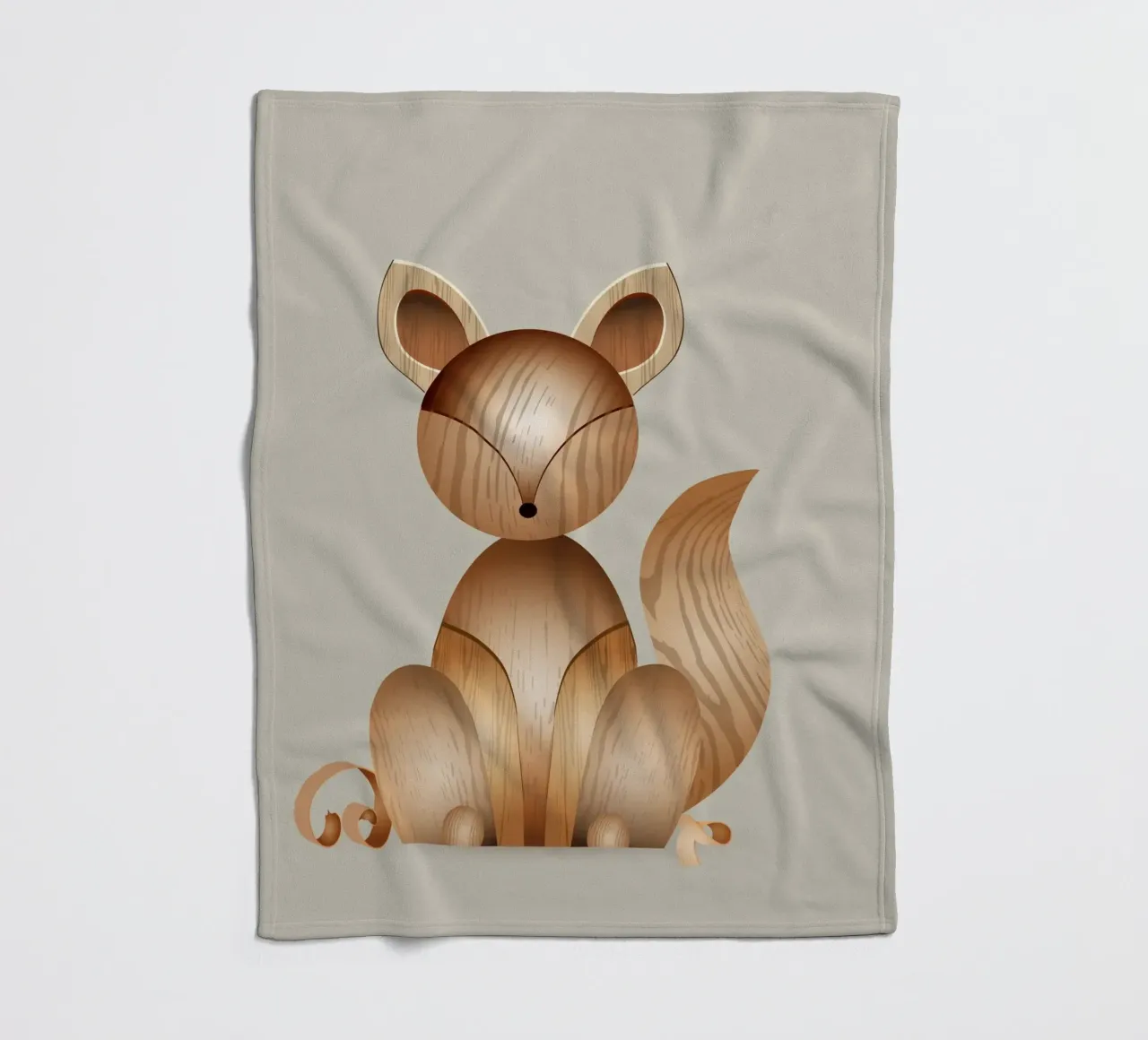 Illustrazione in legno - Volpe carina coperta in pile da namosh