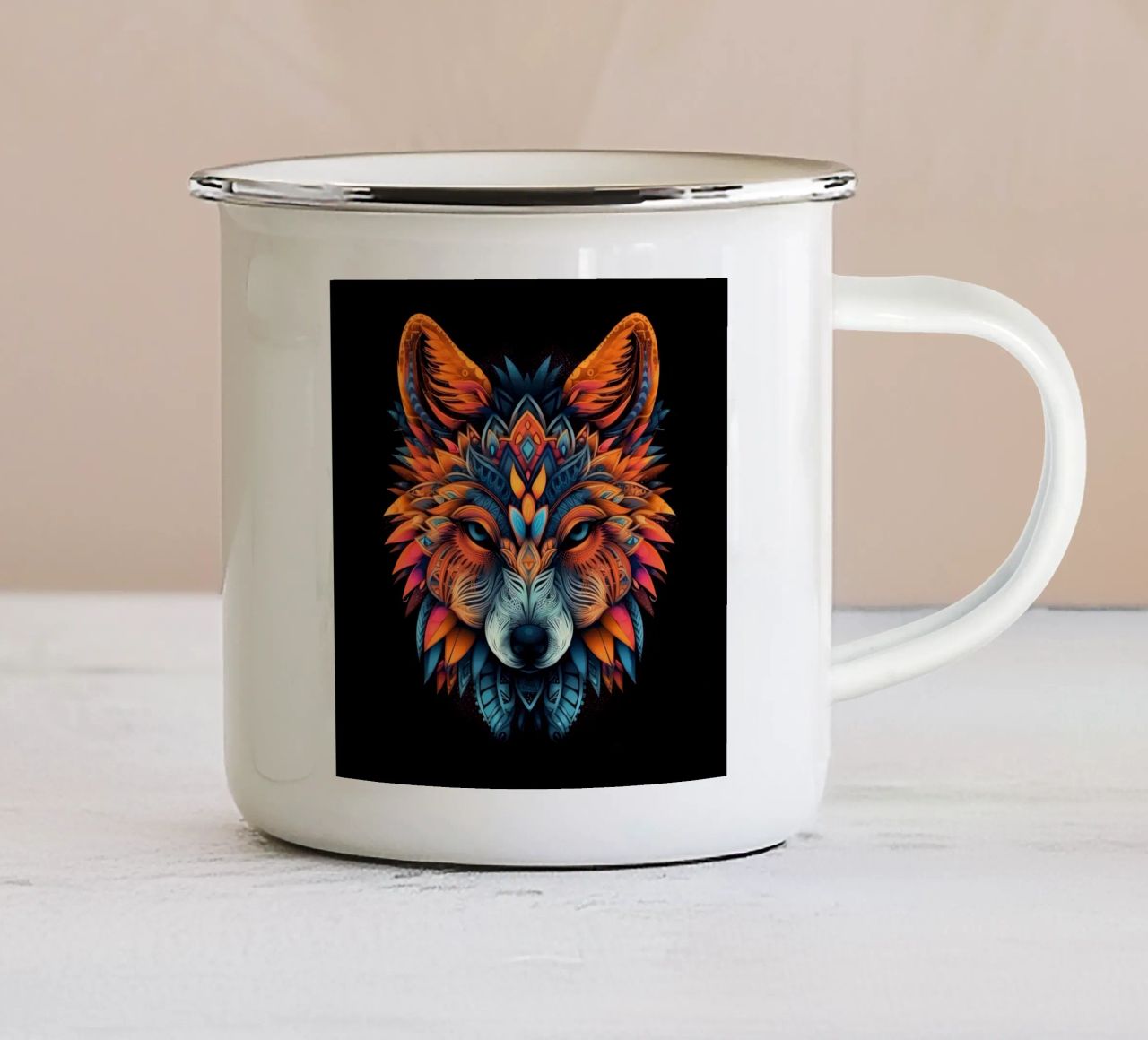 Volpe Tatoo tazza in smalto da Animal Portraits