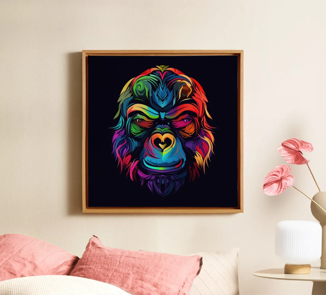 Tatoo Gorilla tela con Cornice a cassetta da Animal Portraits