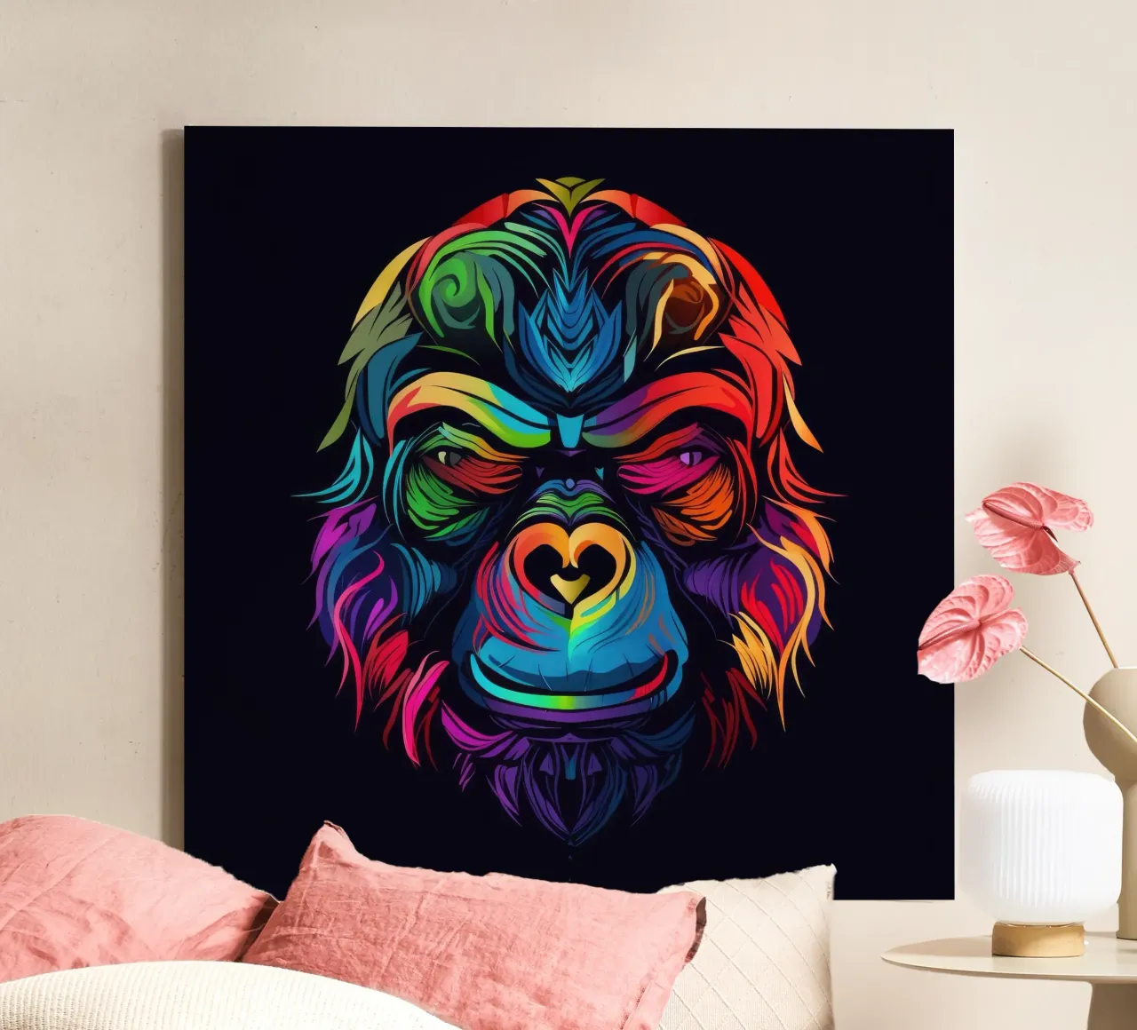 Tatoo Gorilla tela con Cornice a cassetta da Animal Portraits