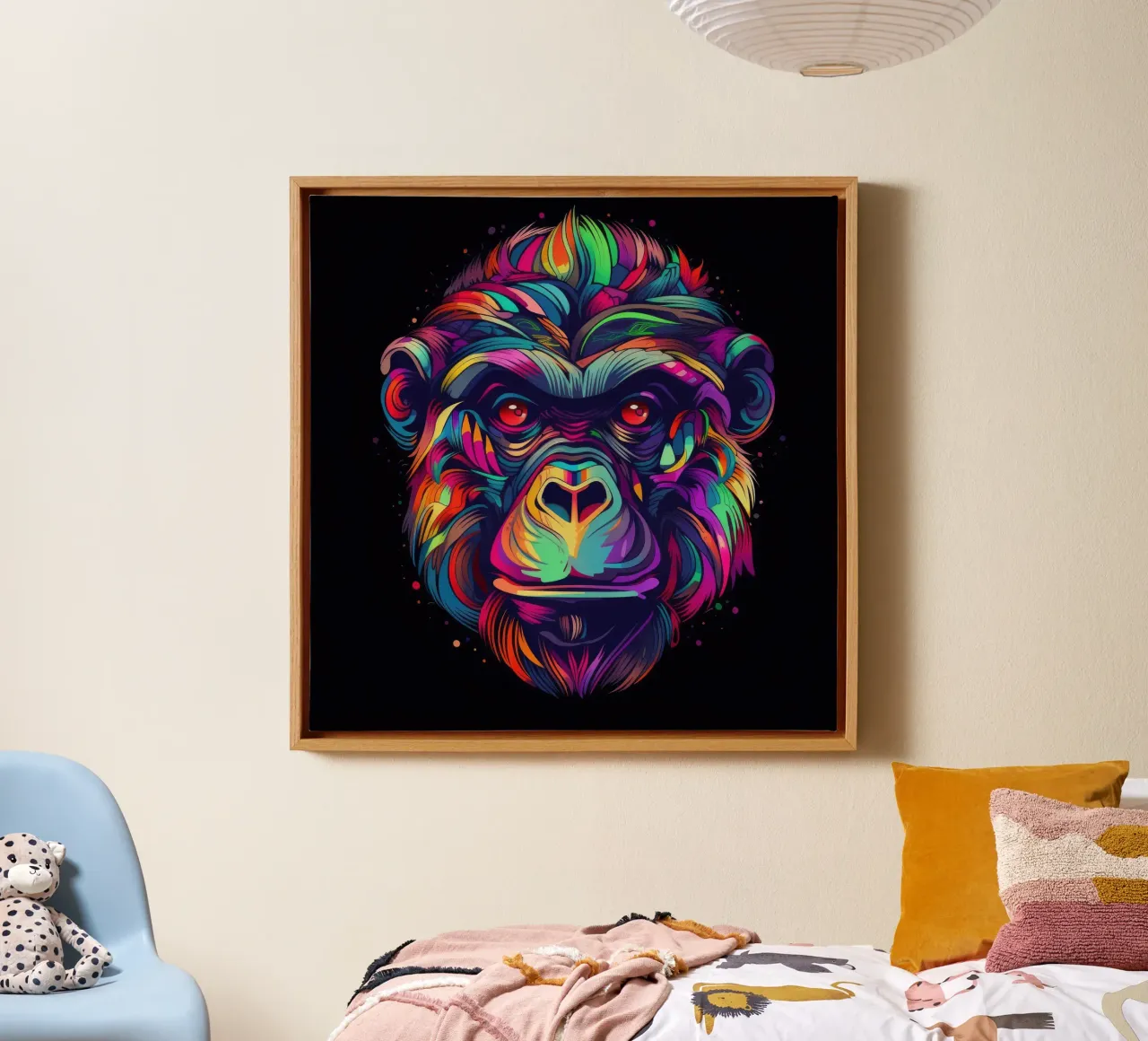 Tatoo Gorilla tela con Cornice a cassetta da Animal Portraits