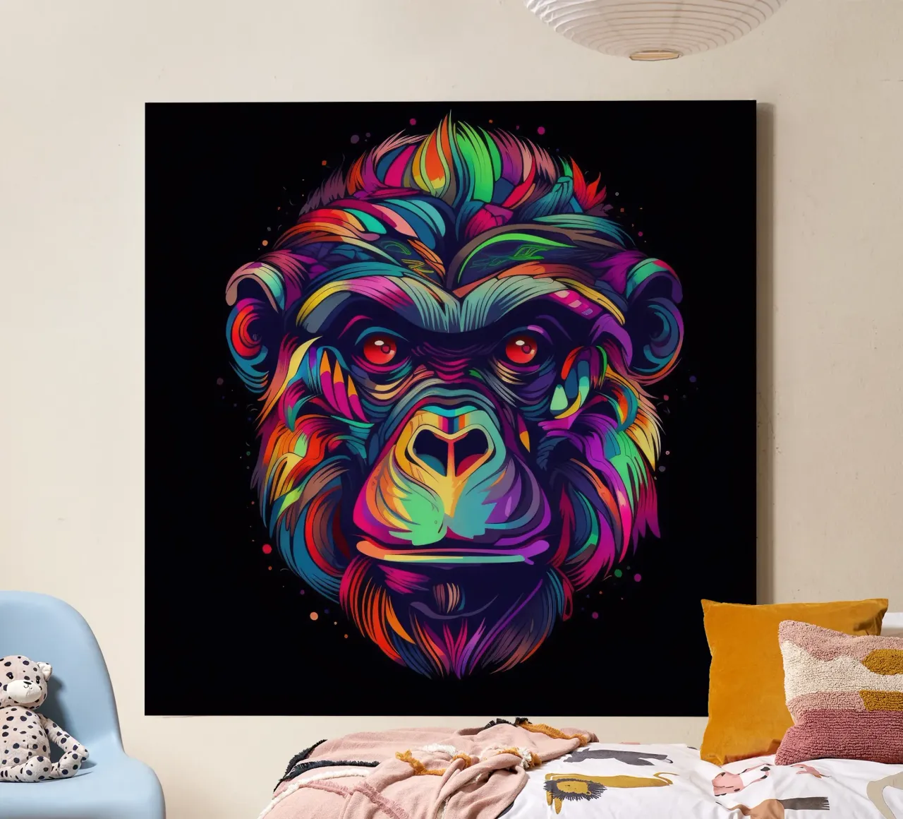 Tatoo Gorilla tela con Cornice a cassetta da Animal Portraits