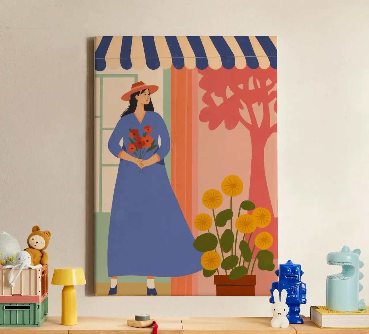 Bloemenwinkel Bezoek canvas met Baklijst van Kamera Obskura