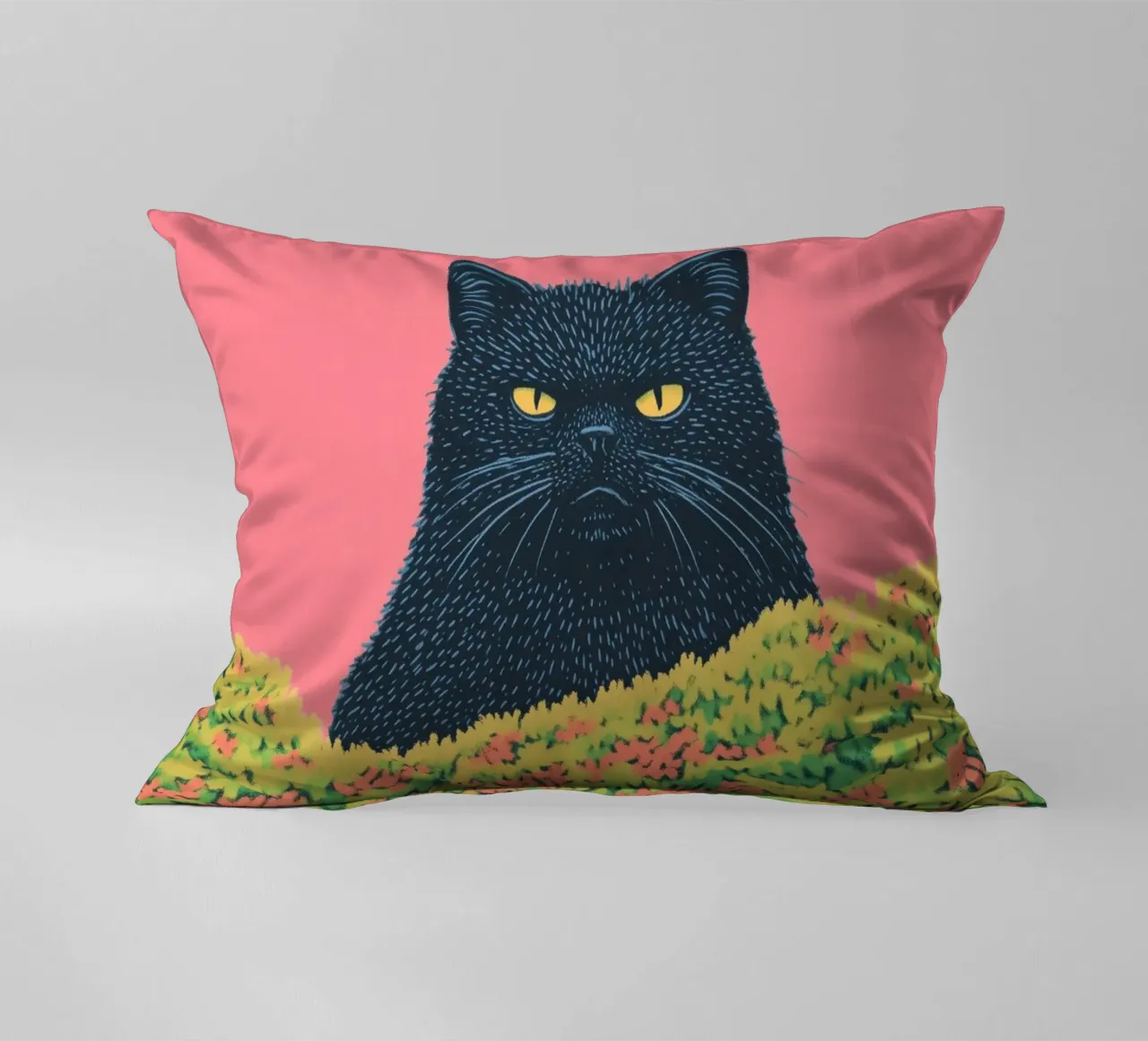 Grumpy Cat PinkPop Art: Divertente, audace e perfetto per gli amanti dei gatti cuscino da Kaji