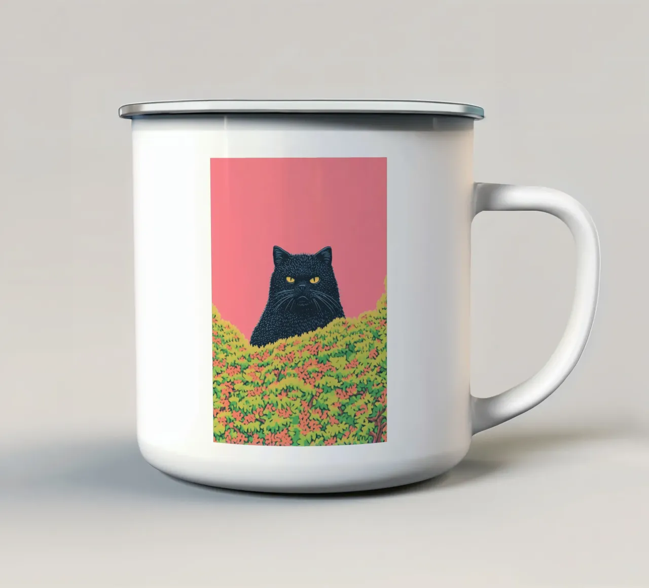 Grumpy Cat PinkPop Art: Divertente, audace e perfetto per gli amanti dei gatti tazza in smalto da Kaji