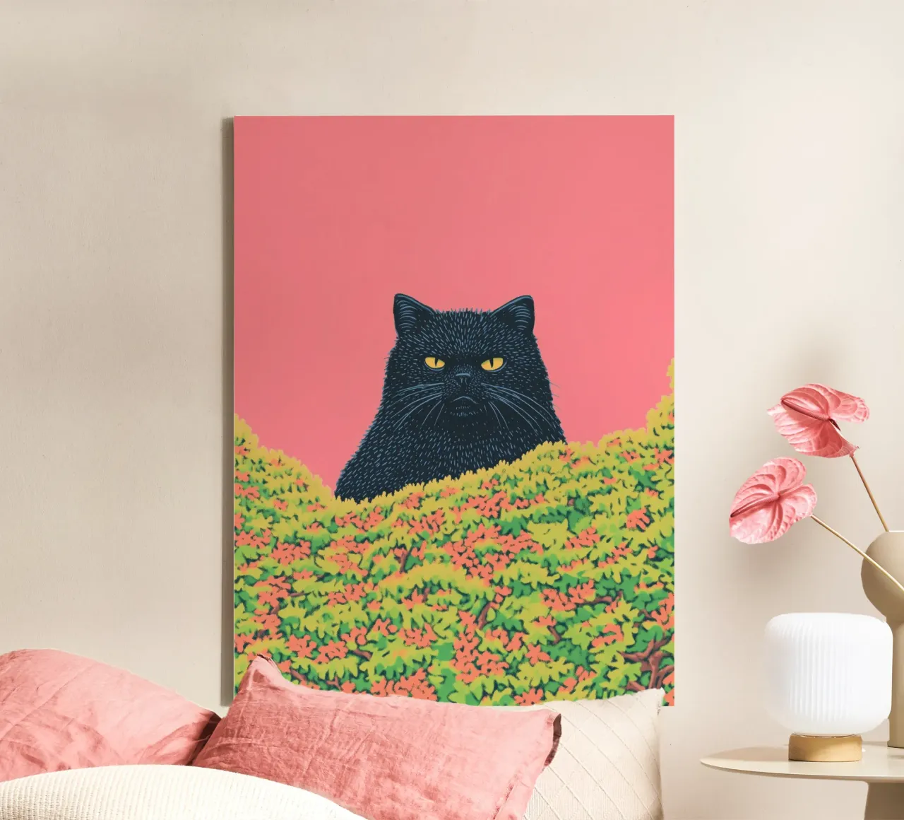 Grumpy Cat PinkPop Art: Divertente, audace e perfetto per gli amanti dei gatti tela con Cornice a cassetta da Kaji