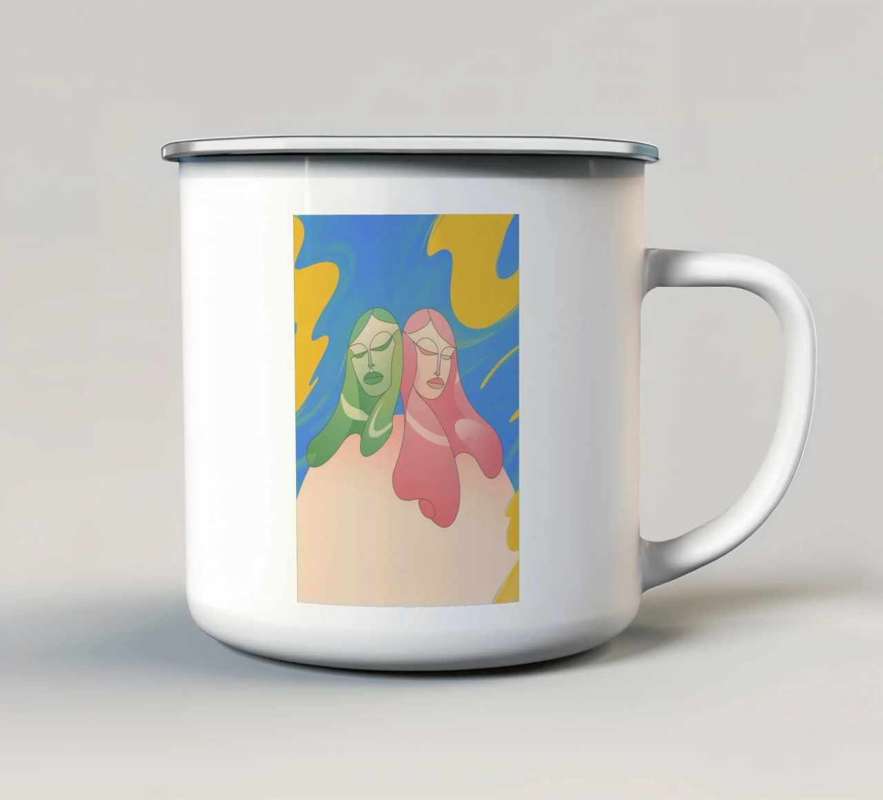 Stretta di mano colorata tazza in smalto da Kamera Obskura