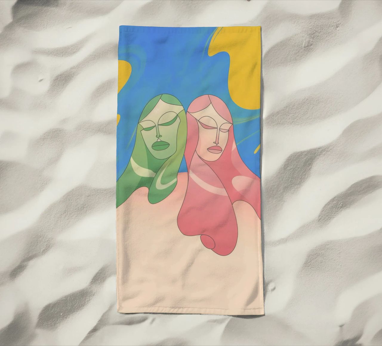 Stretta di mano colorata telo mare da Kamera Obskura
