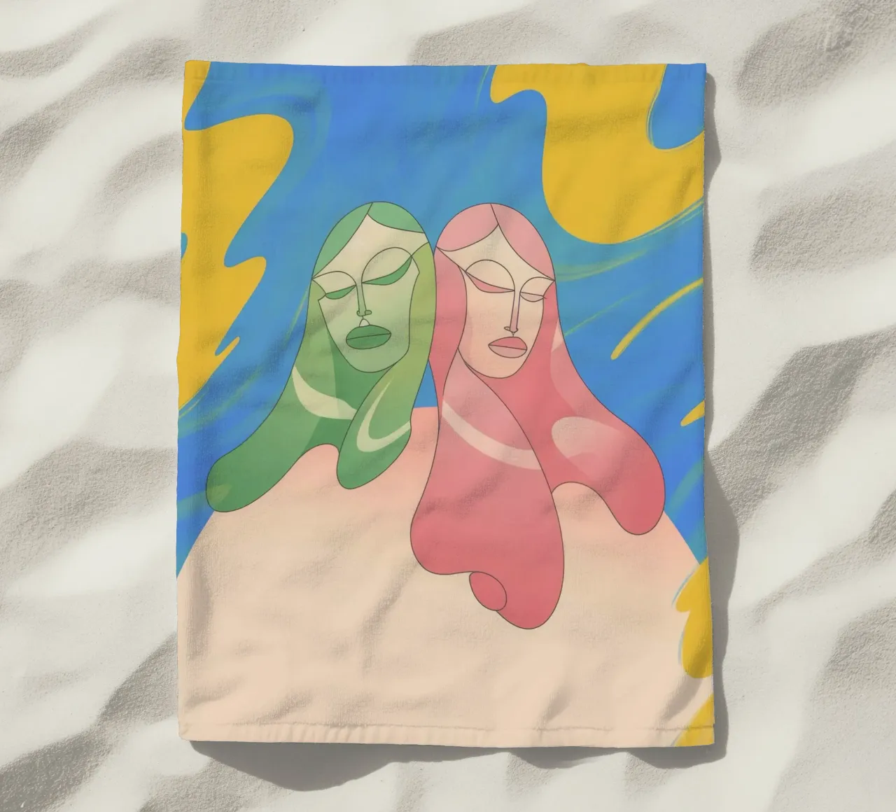 Colourful Handshake beach towel by Kamera Obskura
