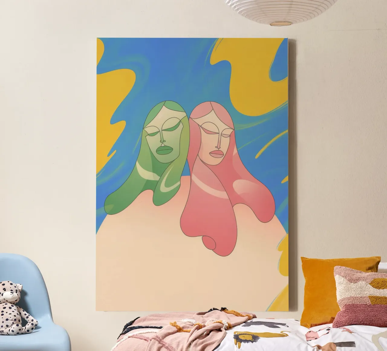 Stretta di mano colorata tela con Cornice a cassetta da Kamera Obskura