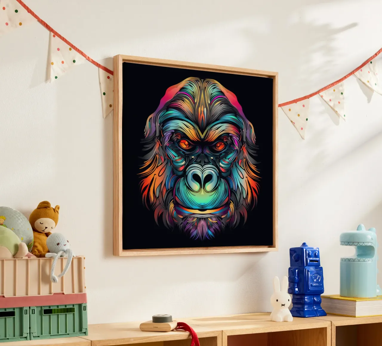 Tatoo Gorilla tela con Cornice a cassetta da Animal Portraits