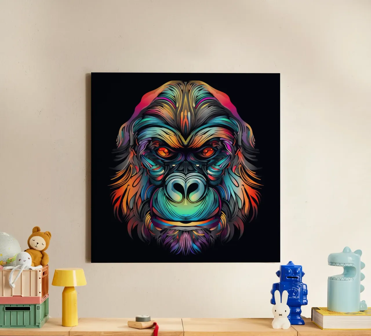 Tatoo Gorilla tela con Cornice a cassetta da Animal Portraits