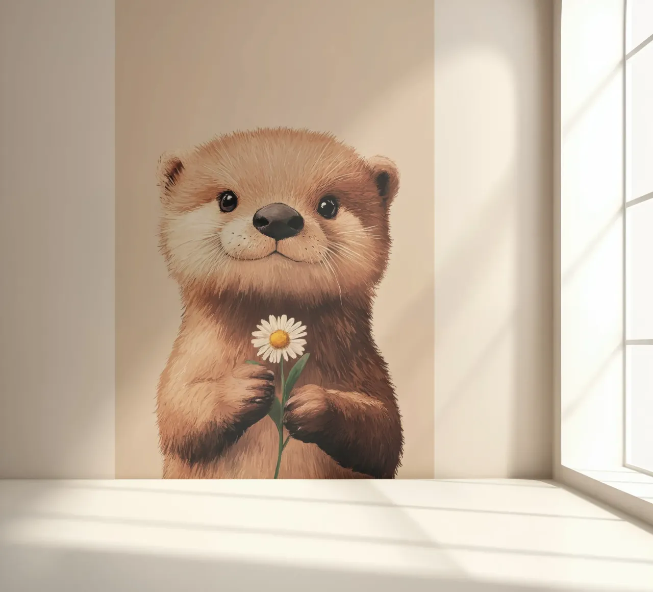Hero #40: Otter with daisies in spring photo wallpaper by farbenhelden