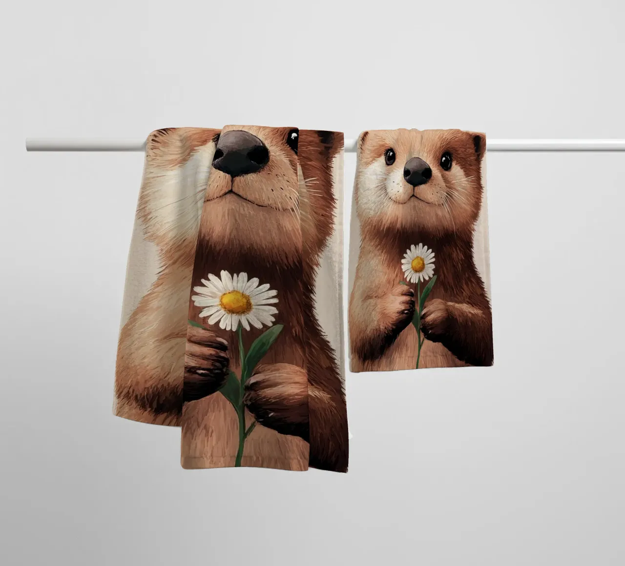 Hero #40: Otter with daisies in spring towel by farbenhelden