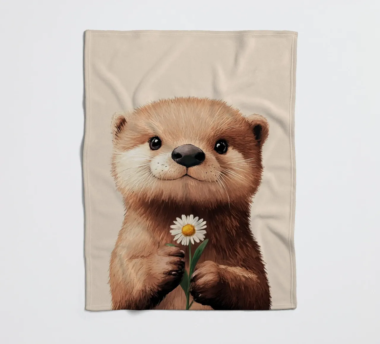 Hero #40: Otter with daisies in spring fleece blanket by farbenhelden