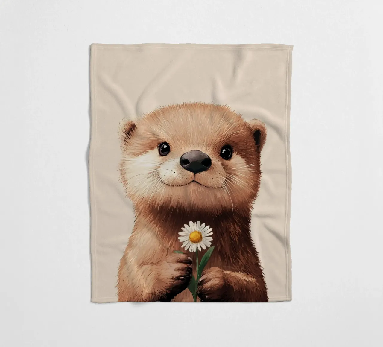 Hero #40: Otter with daisies in spring fleece blanket by farbenhelden