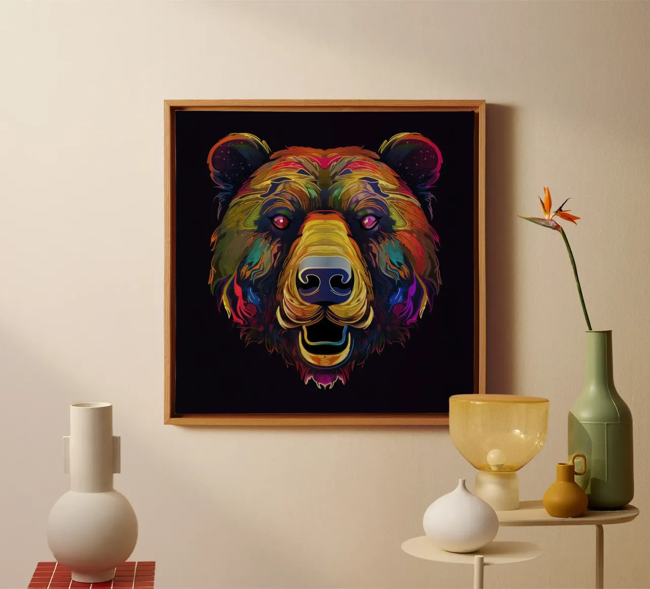 Tatoo orso grizzly tela con Cornice a cassetta da Animal Portraits
