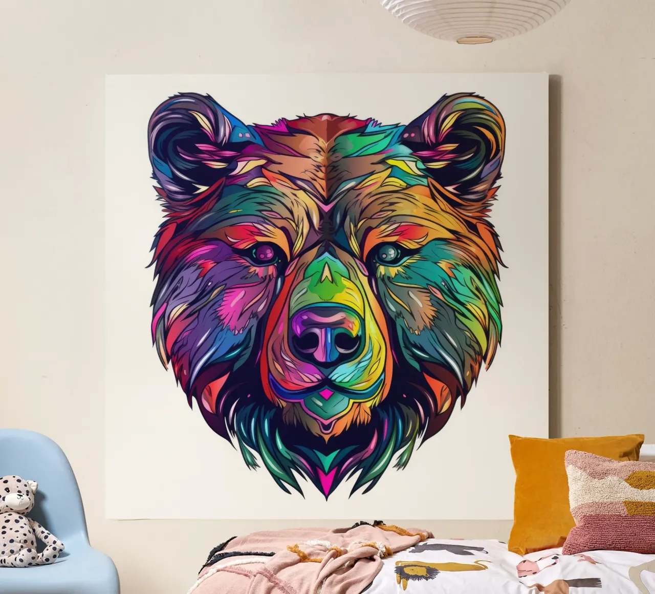 Tatoo orso grizzly tela con Cornice a cassetta da Animal Portraits