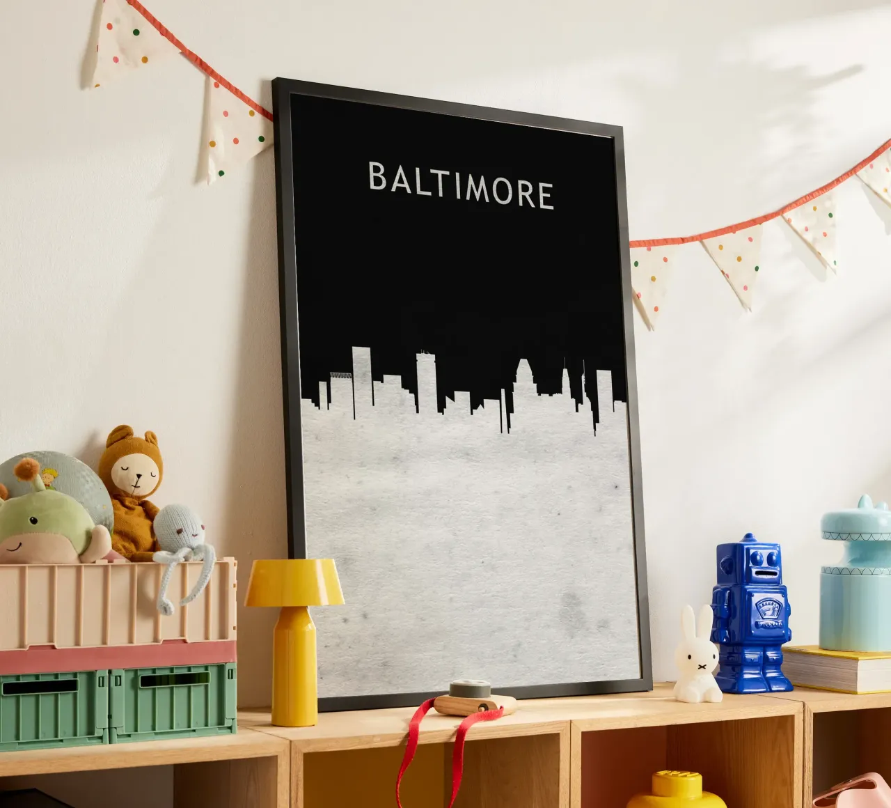 Baltimore Maryland poster con telaio in legno da Travelstudio