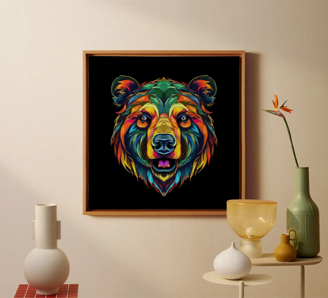Tatoo orso grizzly tela con Cornice a cassetta da Animal Portraits