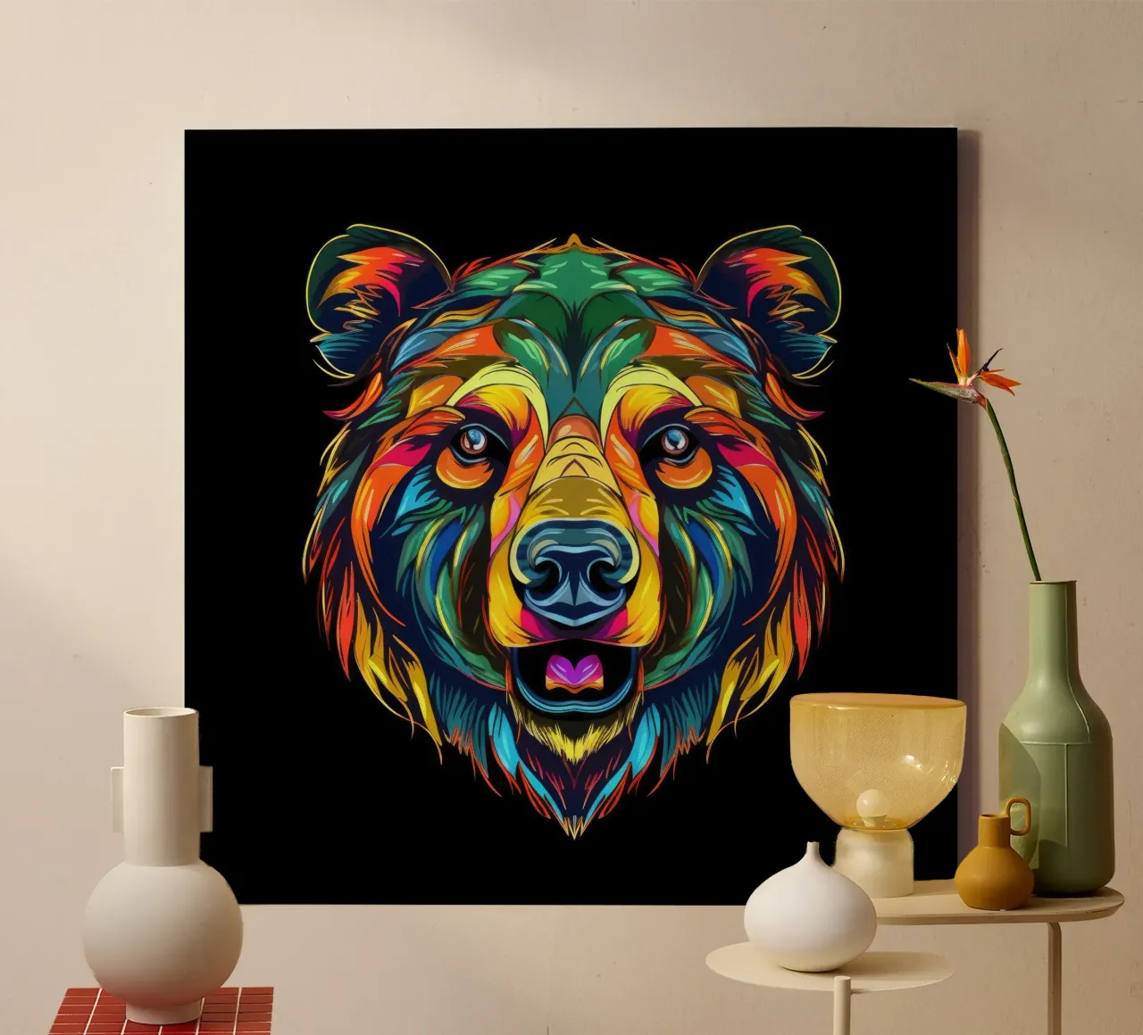 Tatoo orso grizzly tela con Cornice a cassetta da Animal Portraits
