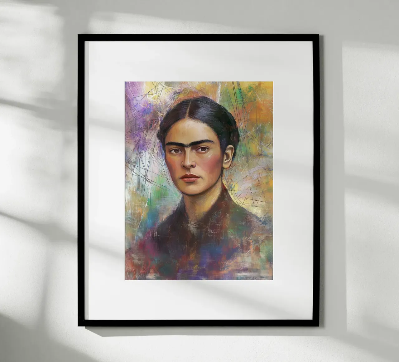 Frida Kahlo Kunstvolle popart Zeichnung Poster mit Kunststoffrahmen von Carinaprint