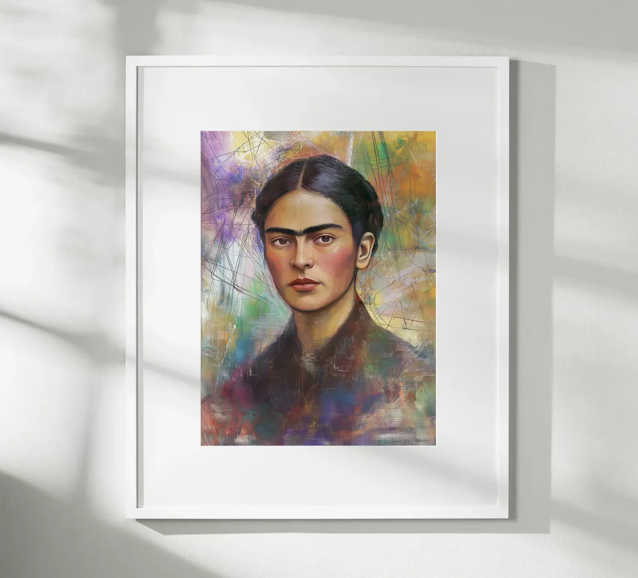 Frida Kahlo Kunstvolle popart Zeichnung Poster mit Kunststoffrahmen von Carinaprint