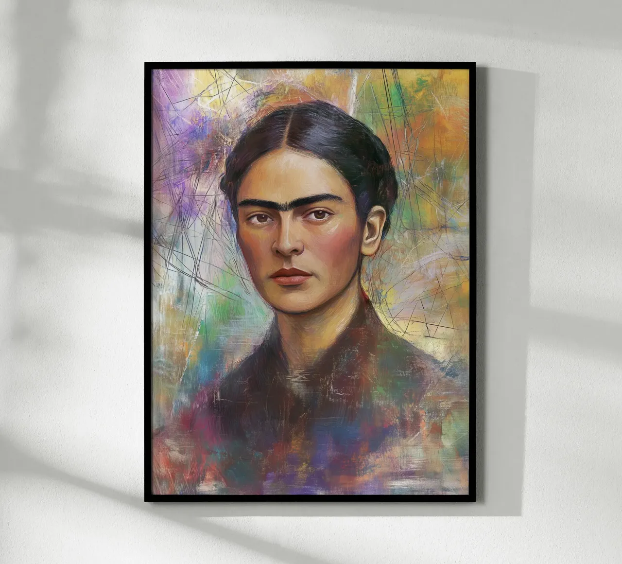 Frida Kahlo Kunstvolle popart Zeichnung Poster mit Kunststoffrahmen von Carinaprint