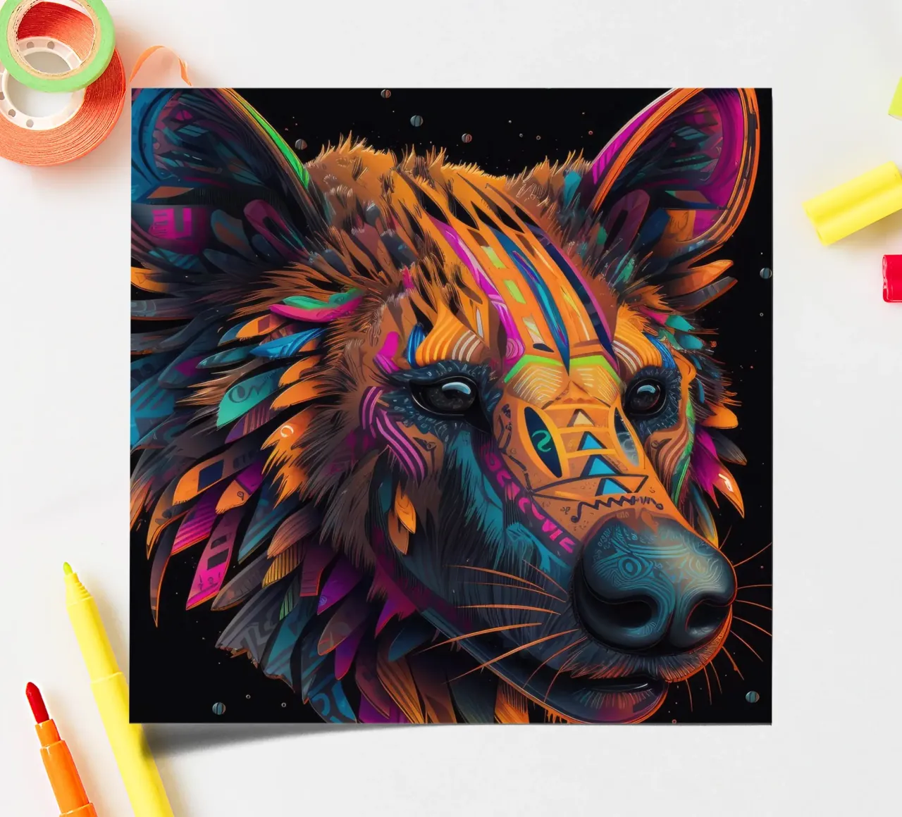 Tatoo Hyena sticker sheet by Animal Portraits