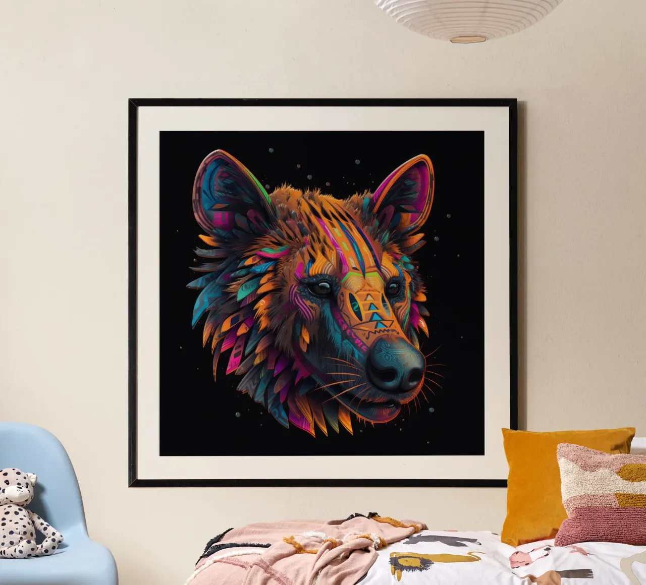 Tatoo-Hyäne Poster mit Aluminium Rahmen von Animal Portraits
