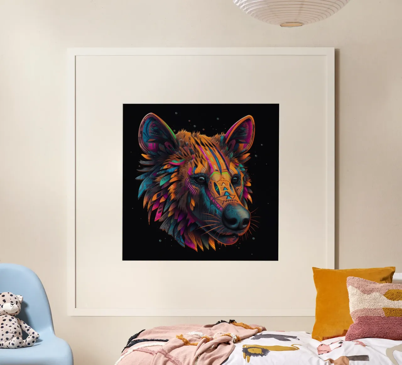 Tatoo-Hyäne Poster mit Aluminium Rahmen von Animal Portraits
