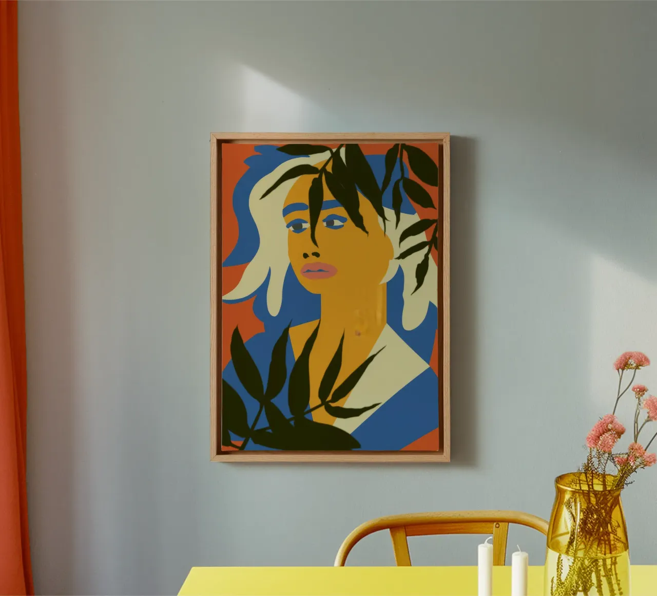 Abstract gezicht bladeren canvas met Baklijst van Kamera Obskura