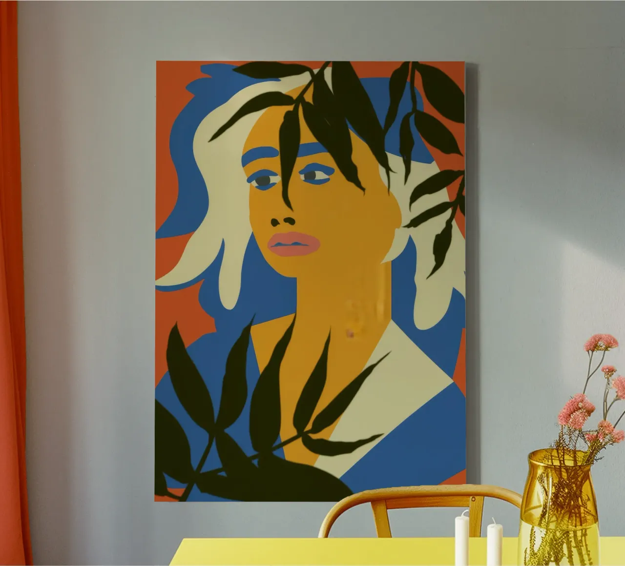 Abstract gezicht bladeren canvas met Baklijst van Kamera Obskura