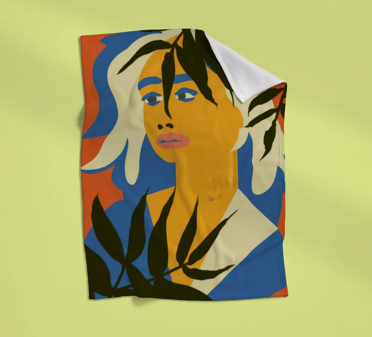 Abstract Face Leaves fleece blanket by Kamera Obskura