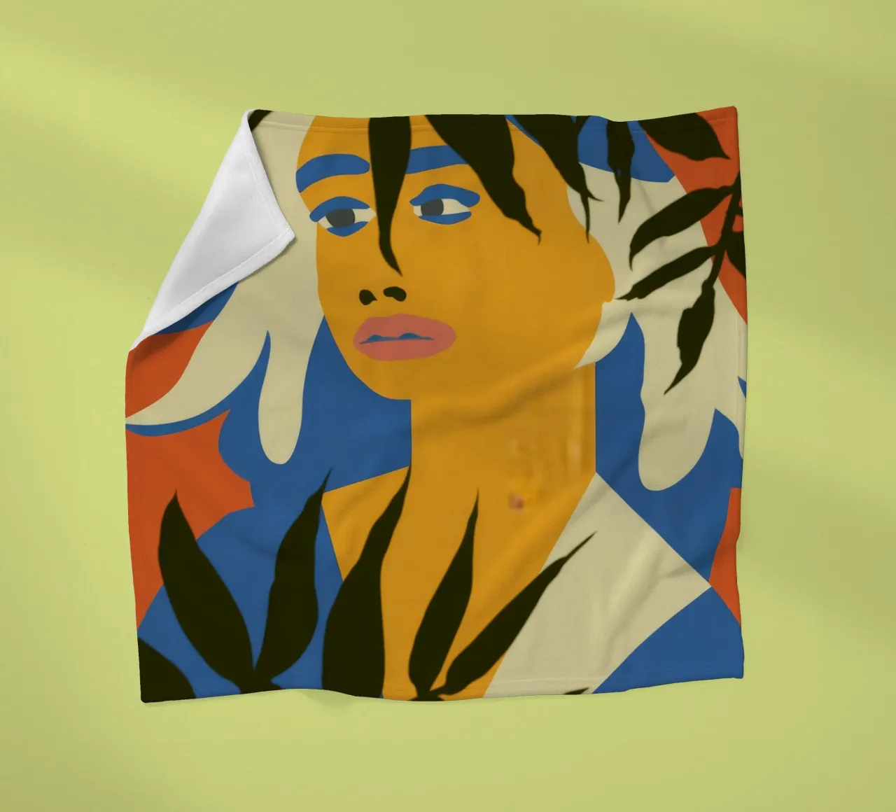 Abstract Face Leaves fleece blanket by Kamera Obskura