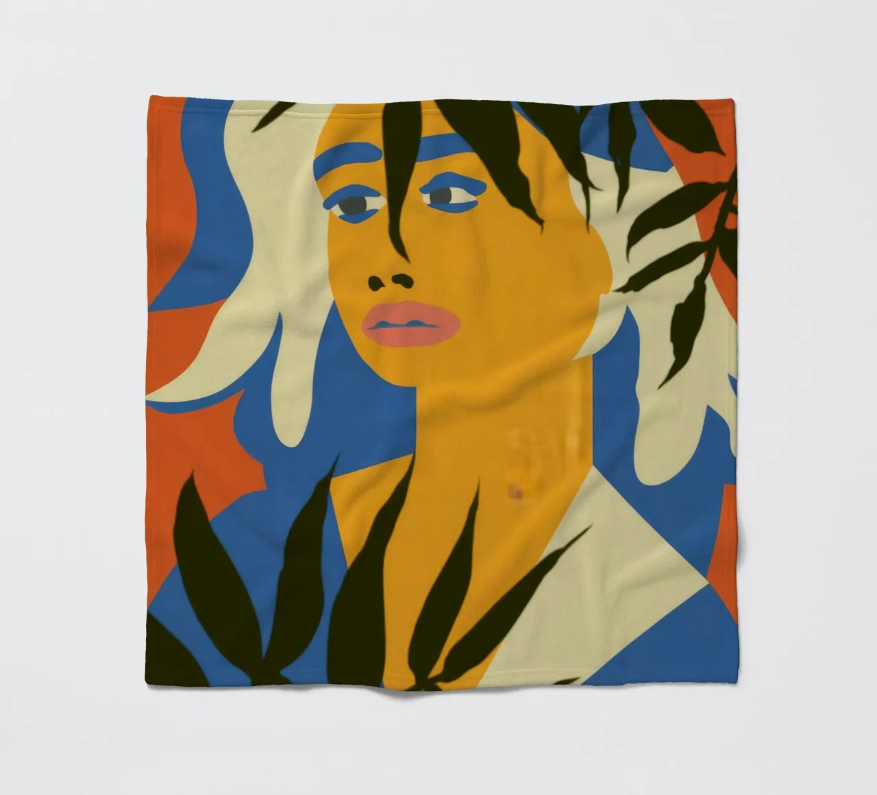 Abstract Face Leaves fleece blanket by Kamera Obskura