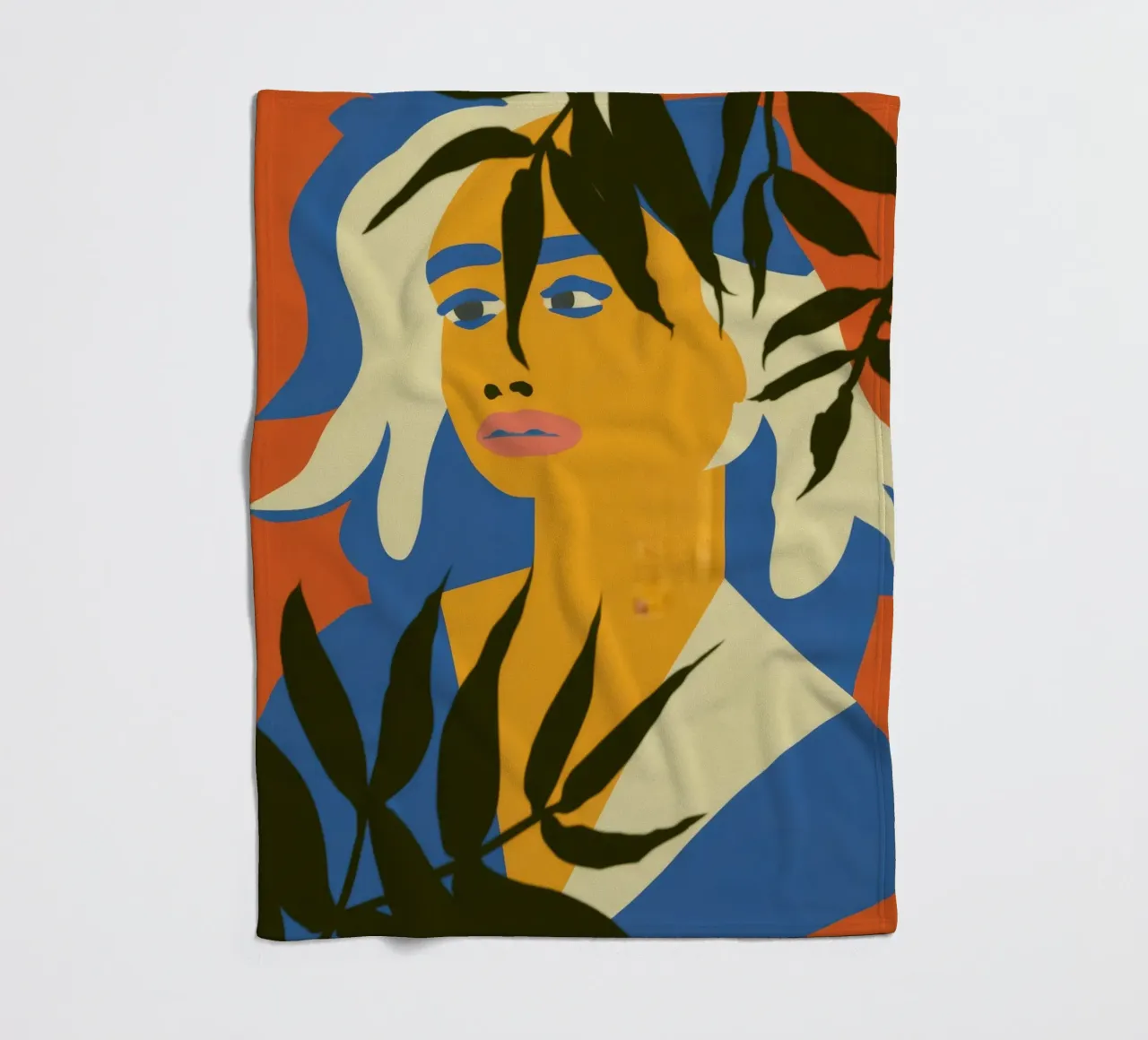 Abstract Face Leaves fleece blanket by Kamera Obskura