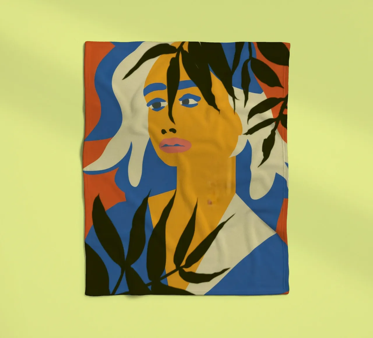 Abstract Face Leaves fleece blanket by Kamera Obskura