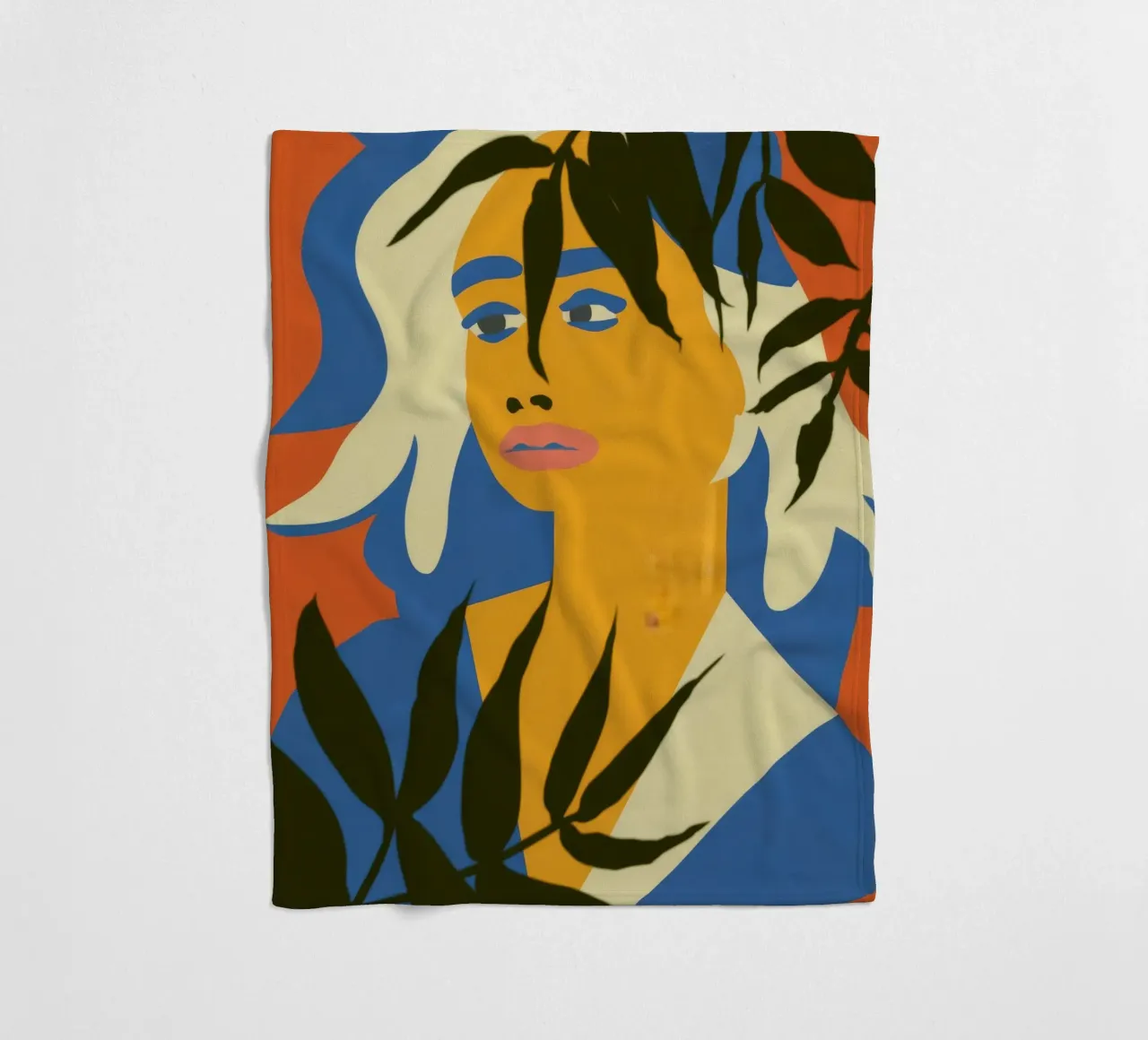 Abstract Face Leaves fleece blanket by Kamera Obskura
